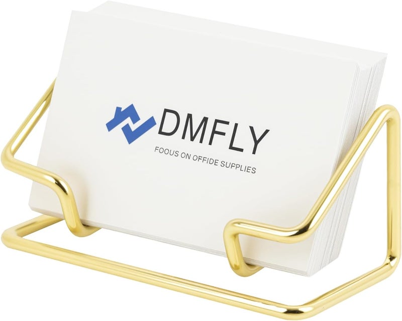 DMFLY Business Card Holder for Desk, Metal Cute Card Display Stand, Compatible with Various Countertops, Horizontal Gold - Image 1